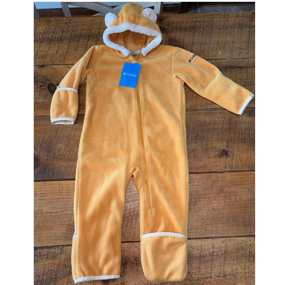 NWT Columbia Western Barlow Bunting Fleece Tan Full Zip Hood Size 18-24 Months